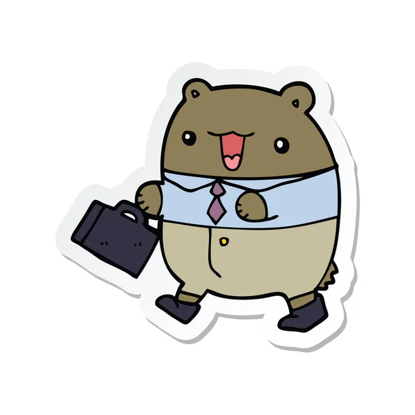 Samolepka medvěd roztomilý kreslený podnikání — Stockový vektor
