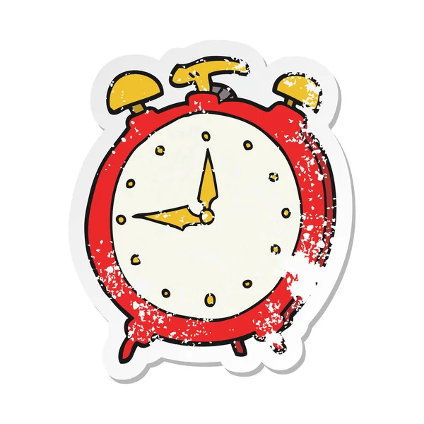 Distressed Sticker Cartoon Alarm Clock — Stock Vector