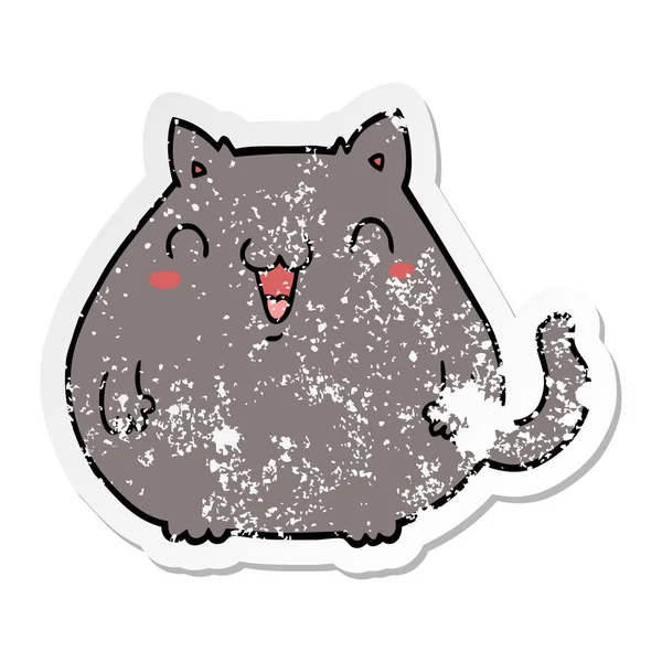 Bir Karikatür Kedi Sıkıntılı Etiket — Stok Vektör