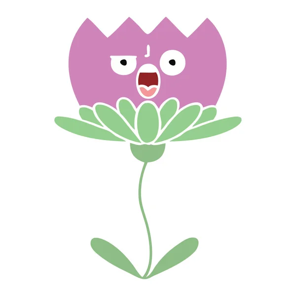 Flache Farbe Retro Karikatur Einer Blume — Stockvektor