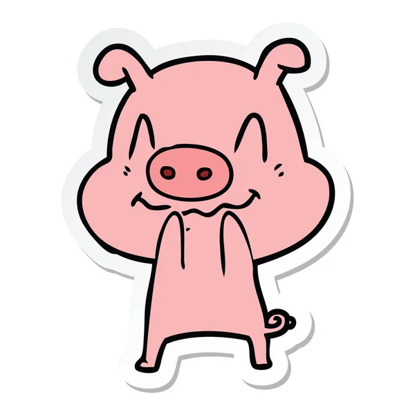 Autocollant Cochon Dessin Animé Nerveux — Image vectorielle