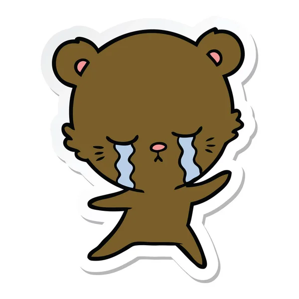 Aufkleber Eines Weinenden Cartoon Bären — Stockvektor