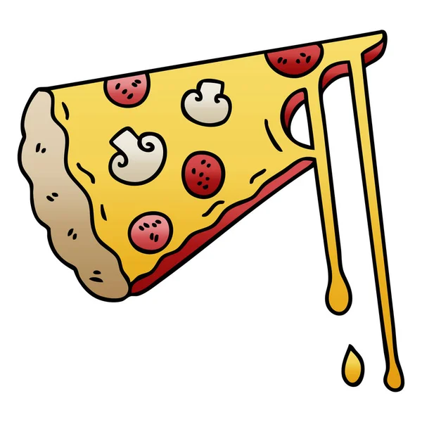Gradien unik bernuansa kartun cheesy pizza - Stok Vektor