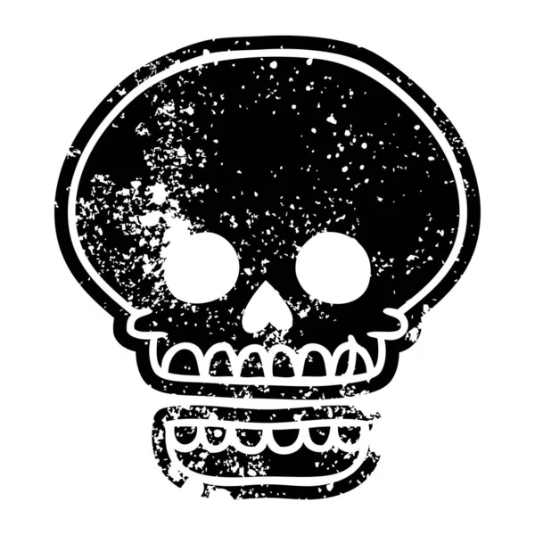 Grunge Angustiado Icono Una Cabeza Cráneo — Vector de stock