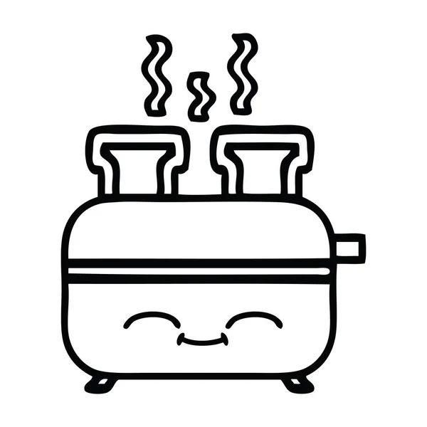 Line drawing cartoon of a toaster — Stock Vector