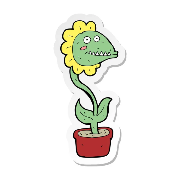 Sticker Van Een Cartoon Monster Plant — Stockvector