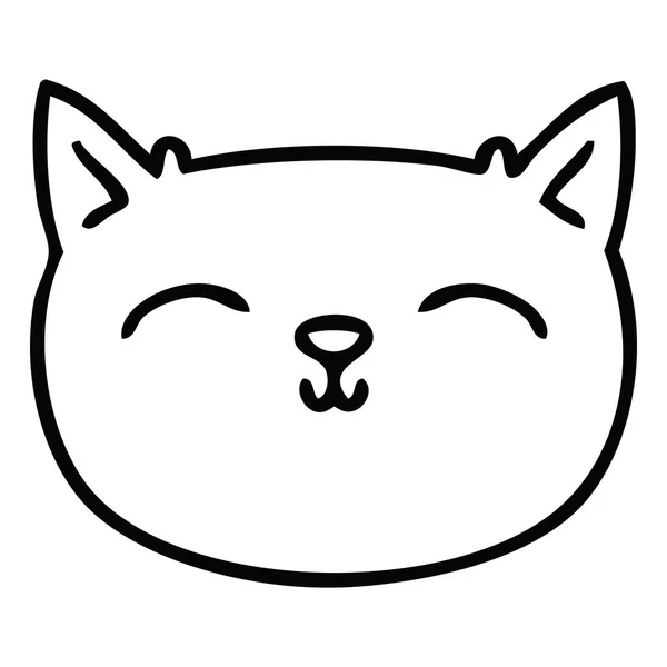 Linha Desenho Peculiar Desenho Animado Cara Gato —  Vetores de Stock