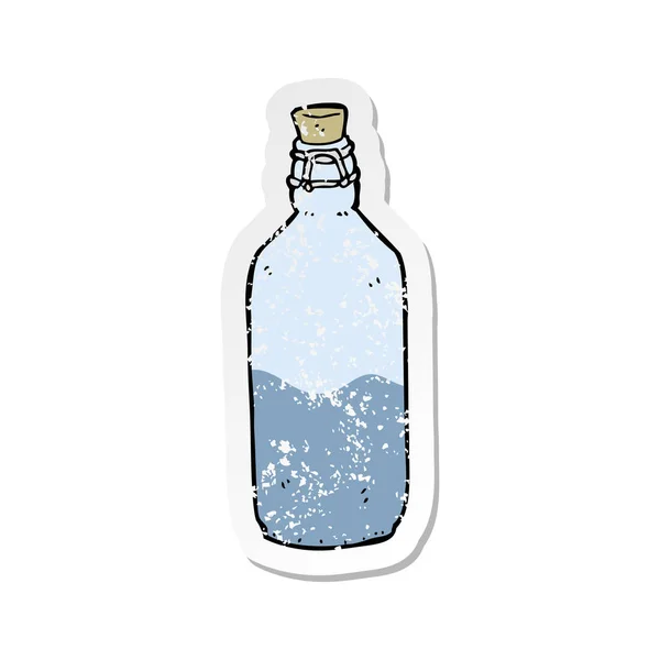 Retro Adesivo Angosciato Una Bottiglia Acqua Del Fumetto — Vettoriale Stock