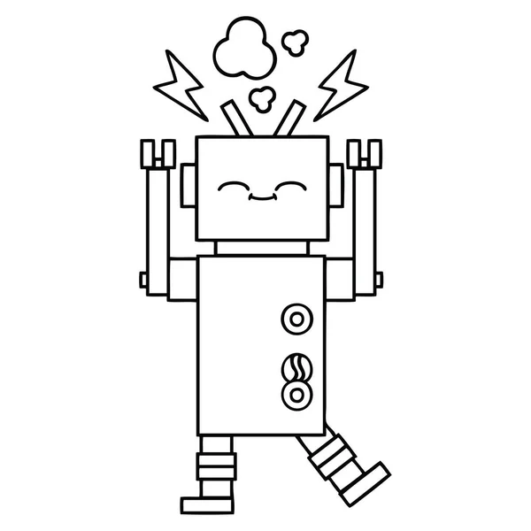 Lijntekening Cartoon Van Een Robot — Stockvector