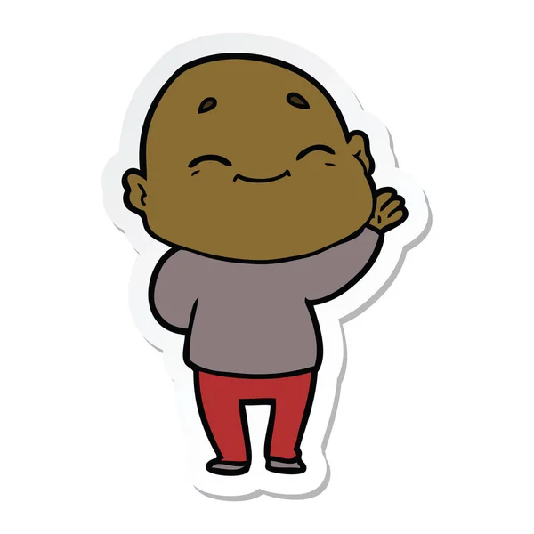 Sticker Cartoon Happy Bald Man — Stock Vector