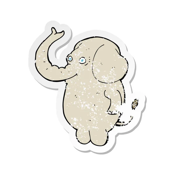 Pegatina Retro Angustiado Elefante Divertido Dibujos Animados — Archivo Imágenes Vectoriales