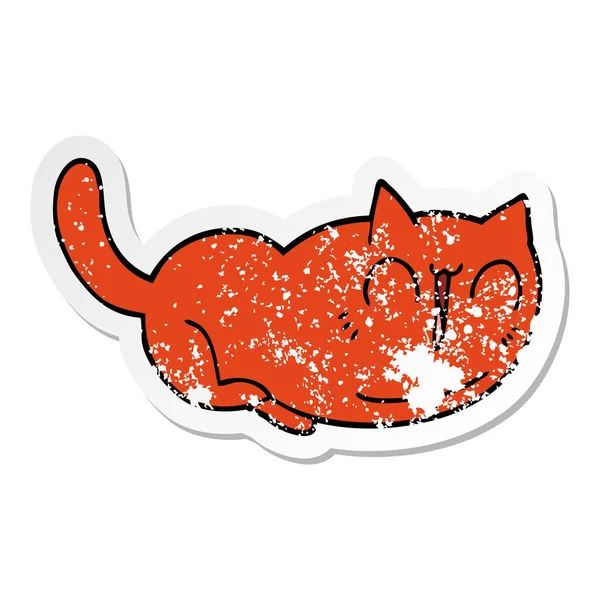 Verontruste Sticker Van Een Happy Cartoon Kat — Stockvector