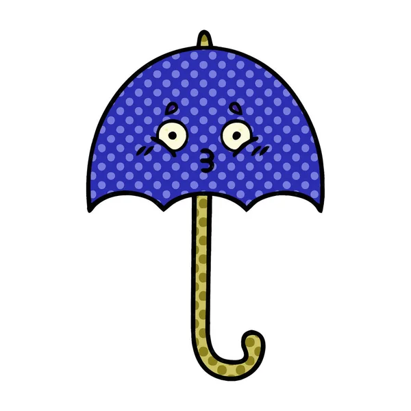 Comic Stil Karikatur Eines Regenschirms — Stockvektor