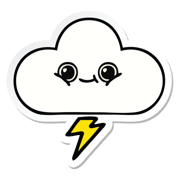Pegatina Una Linda Nube Tormenta Dibujos Animados — Vector de stock