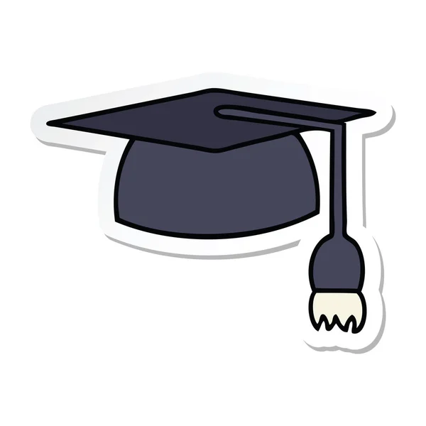 かわいい漫画卒業帽子のステッカー — ストックベクタ