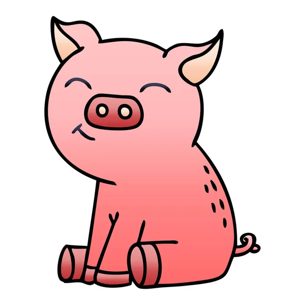 Bizarre dégradé ombragé dessin animé porc — Image vectorielle