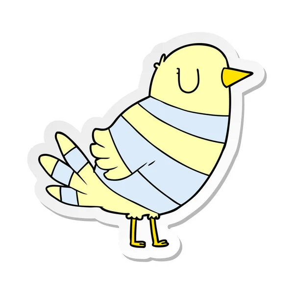 Verontruste sticker van een vogel Cartoon — Stockvector