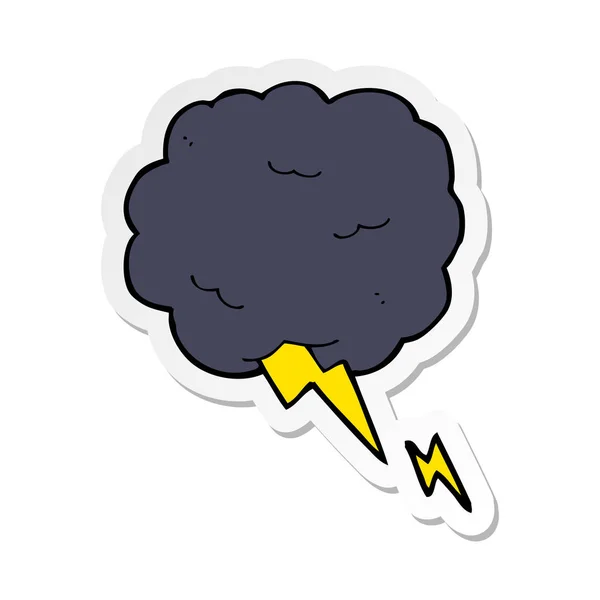 Sticker van een cartoon onweerswolk symbool — Stockvector