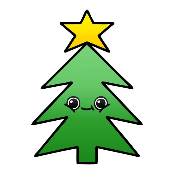 Gradient Shaded Cartoon Christmas Tree — Stock Vector