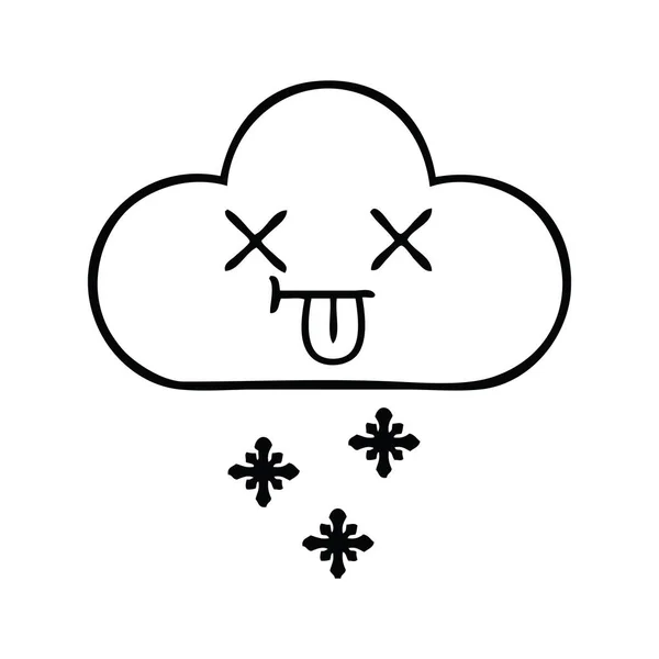 Linienzeichnung Cartoon Schneewolke — Stockvektor