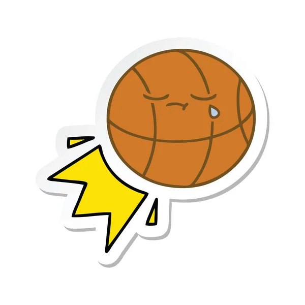 Pegatina de un lindo baloncesto de dibujos animados — Archivo Imágenes Vectoriales