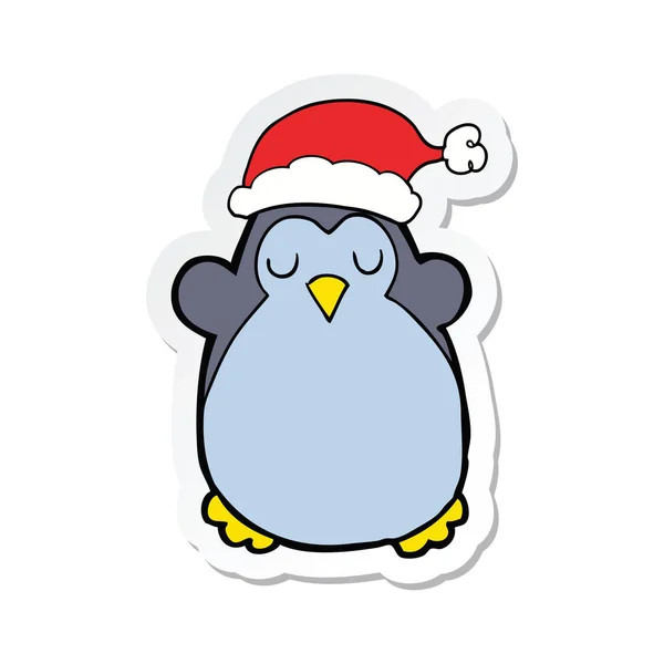 Pegatina Lindo Pingüino Navidad — Vector de stock