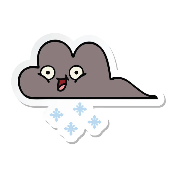Etiqueta Bonito Desenho Animado Tempestade Nuvem Neve — Vetor de Stock