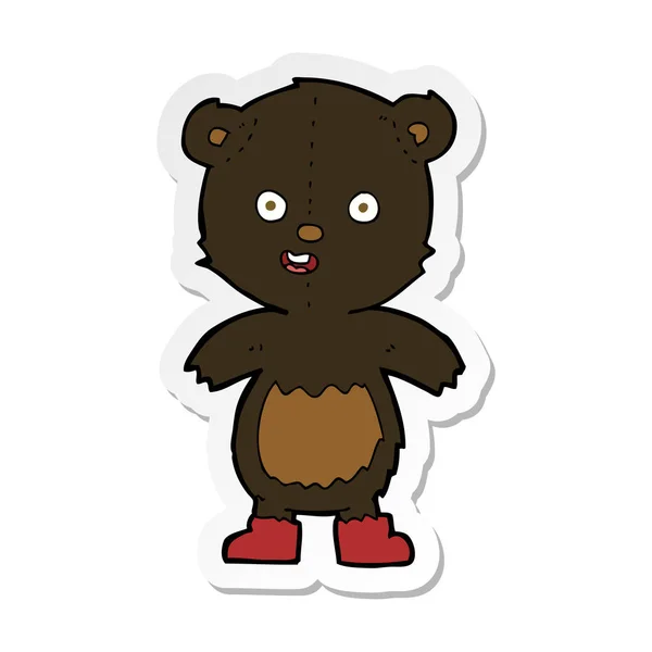 Sticker Cartoon Happy Teddy Bear Boots — Stock Vector