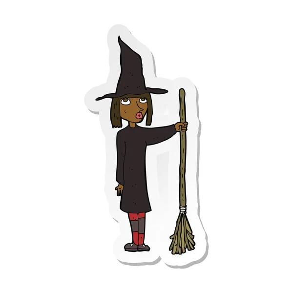 Sticker of a cartoon witch — Stock Vector