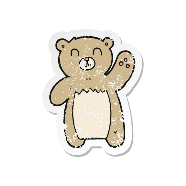 Retro noodlijdende sticker van een cartoon-teddybeer — Stockvector