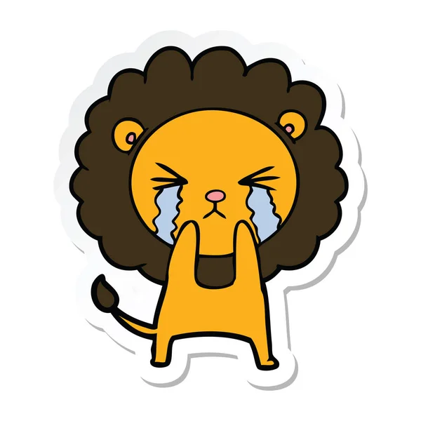 Autocollant d'un dessin animé pleurant lion — Image vectorielle