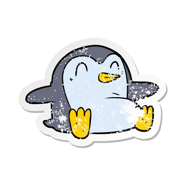 Pegatina Angustiada Pingüino Dibujos Animados — Vector de stock