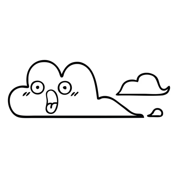 Linea Disegno Cartone Animato Una Nube Tempesta — Vettoriale Stock