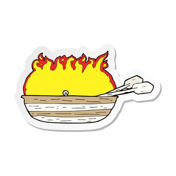 Sticker Cartoon Burning Boat — Stock Vector