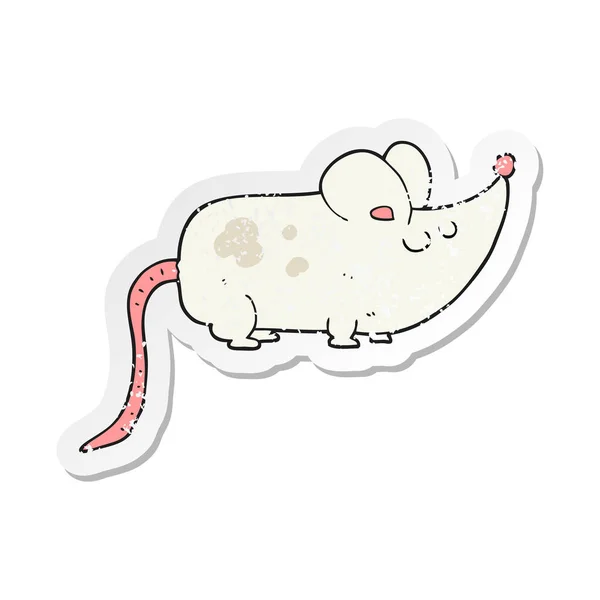 かわいい漫画のマウスのレトロな苦しめられたステッカー — ストックベクタ