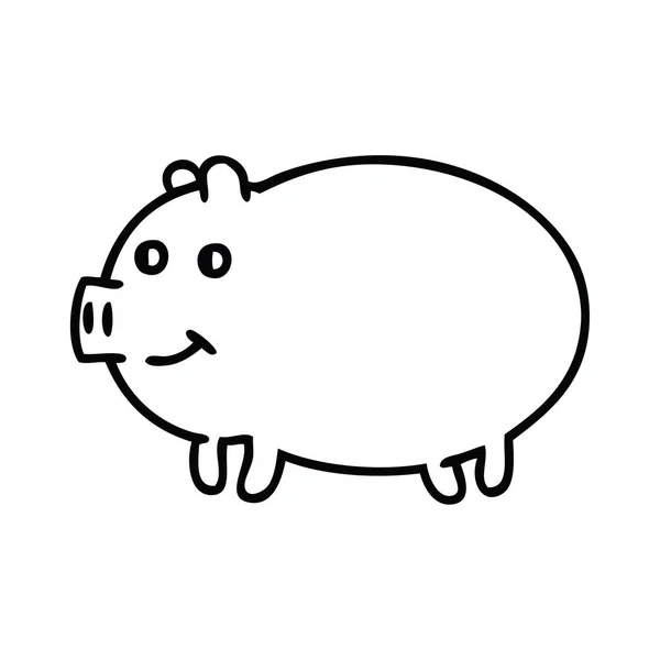 Лінія малювання мультяшної свині — стоковий вектор