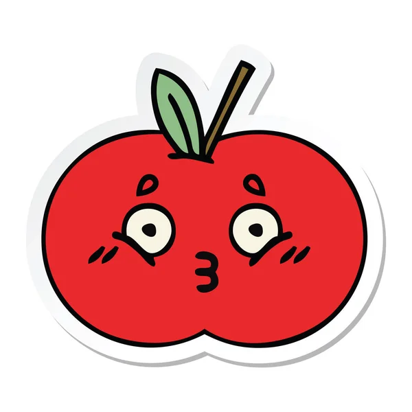 Etiqueta de uma maçã vermelha bonito desenho animado — Vetor de Stock