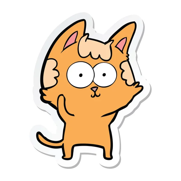 Pegatina Gato Dibujos Animados Feliz — Archivo Imágenes Vectoriales