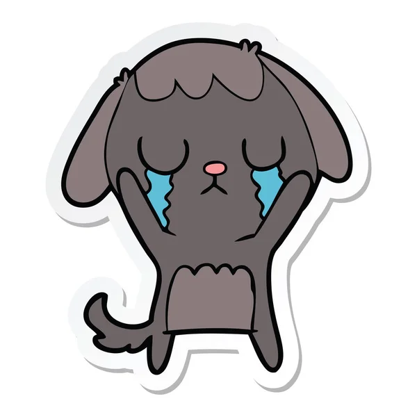Sticker van de hond van een leuke cartoon huilen — Stockvector