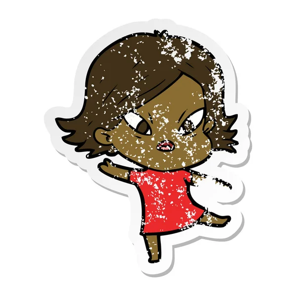 kadın bir karikatür sıkıntılı etiket vurguladı