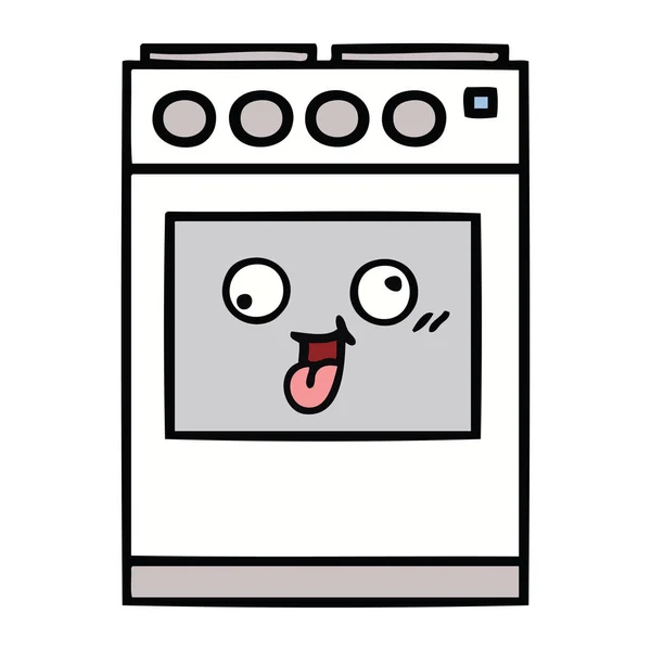 Lindo horno de cocina de dibujos animados — Vector de stock