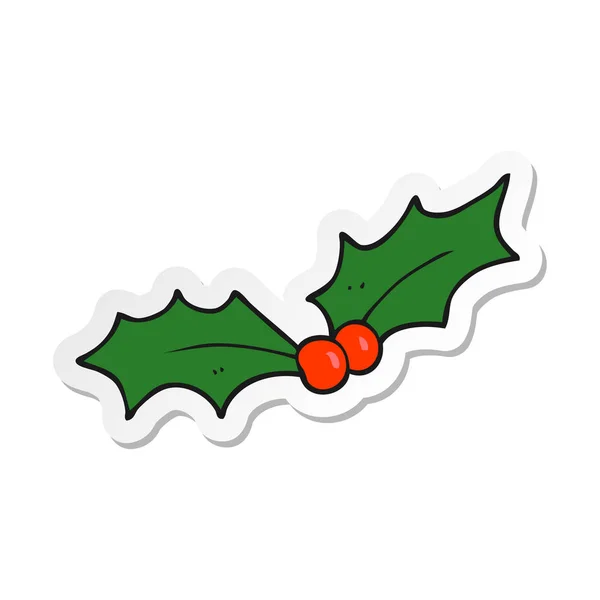 Aufkleber einer Karikatur Weihnachten Stechpalme — Stockvektor