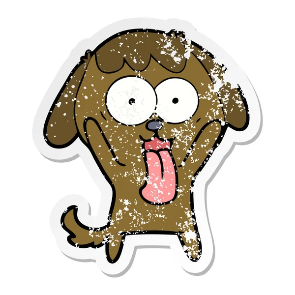Distressed sticker of a cute cartoon dog — Stock Vector