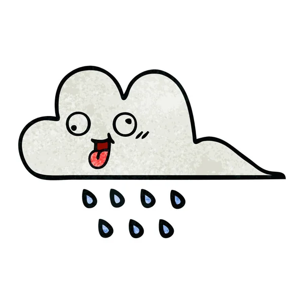 Ретро гранжева текстура мультяшна хмара дощу — стоковий вектор