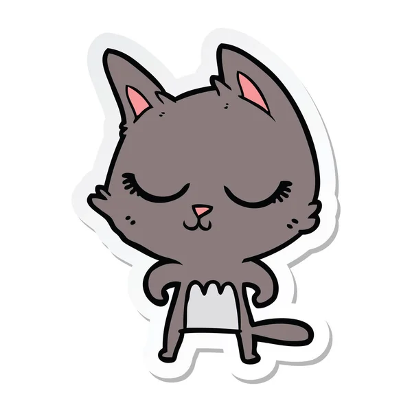 Pegatina Gato Dibujos Animados Tranquilo — Vector de stock