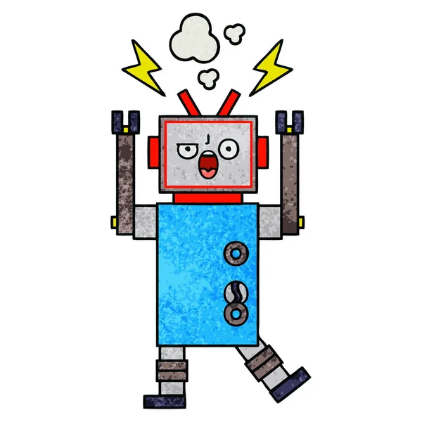 Retro grunge textura dibujos animados robot roto — Archivo Imágenes Vectoriales