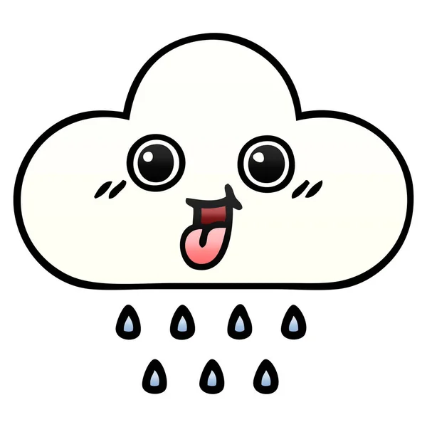 Gradient Shaded Cartoon Rain Cloud — Stock Vector