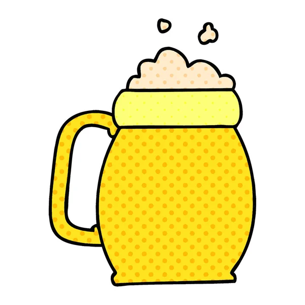 Estilo Quadrinhos Peculiar Caneca Desenho Animado Cerveja — Vetor de Stock