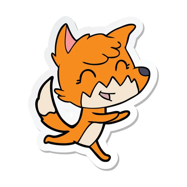 Sticker Van Een Happy Cartoon Fox — Stockvector