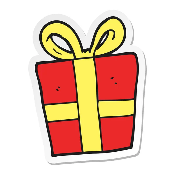 Sticker Van Een Cartoon Kerstcadeau — Stockvector